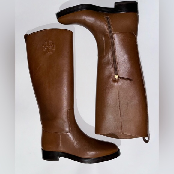 New TORY BURCH The Riding Boot Milano Mezzo Calf Brown Leather Women’ Size 6.5 - Picture 2 of 10